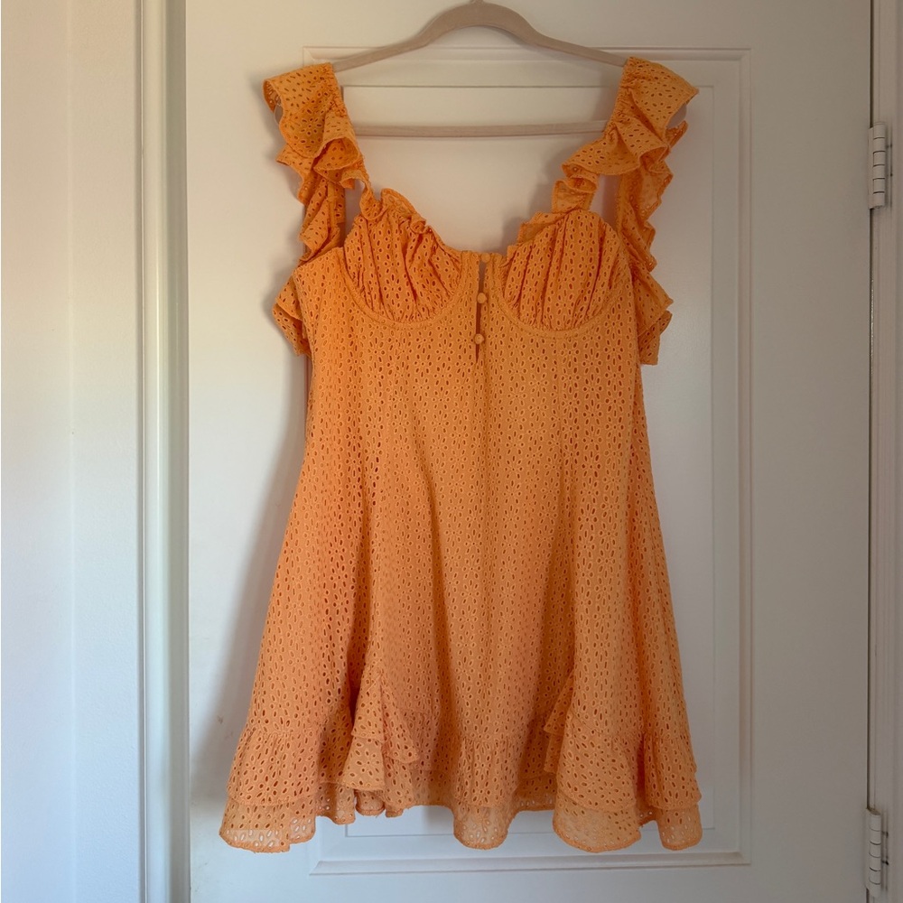 Camila Coelho Orange Eyelet Sundress